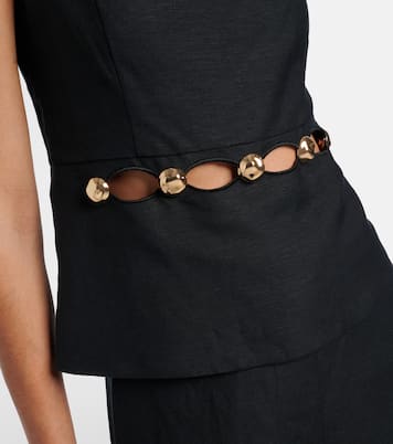 挖剪缀饰亚麻混纺吊带背心 | Simkhai