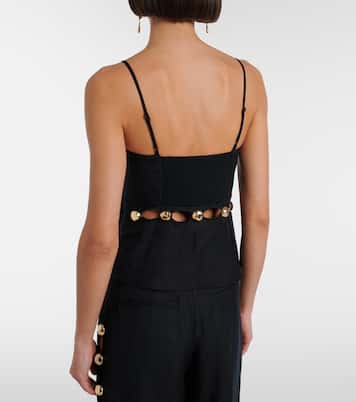 挖剪缀饰亚麻混纺吊带背心 | Simkhai