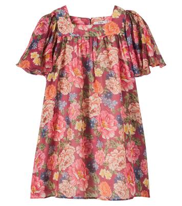 Floral ruffled cotton and silk dress | Chloé Kids