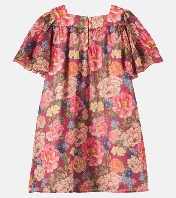 Floral ruffled cotton and silk dress | Chloé Kids