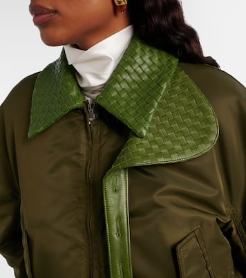 Intrecciato leather-trimmed bomber jacket | Bottega Veneta