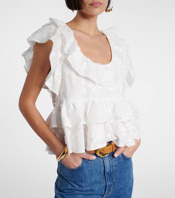 Slees embroidered ruffled cotton top | Dorothee Schumacher