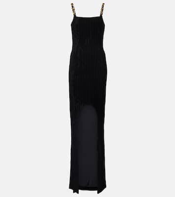 Geripptes Maxikleid aus Samt | Balmain