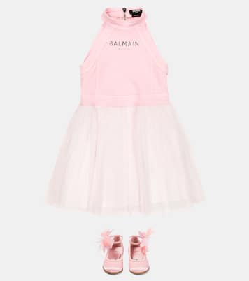 Ballerine Anemonina in raso con piume | Christian Louboutin Kids