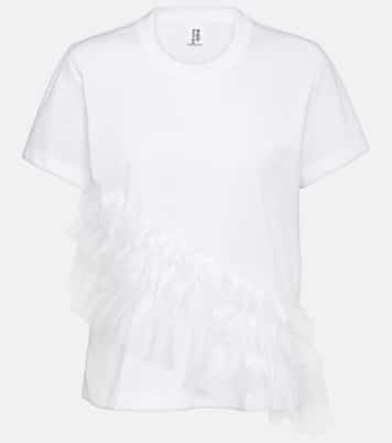 T-shirt in jersey di cotone con tulle | Noir Kei Ninomiya