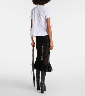 T-shirt in jersey di cotone con tulle | Noir Kei Ninomiya