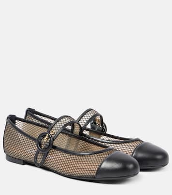 Mary-Jane-Ballerinas Solstice aus Mesh und Leder | Aquazzura