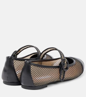 Mary-Jane-Ballerinas Solstice aus Mesh und Leder | Aquazzura