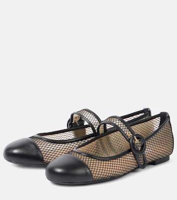 Mary-Jane-Ballerinas Solstice aus Mesh und Leder | Aquazzura