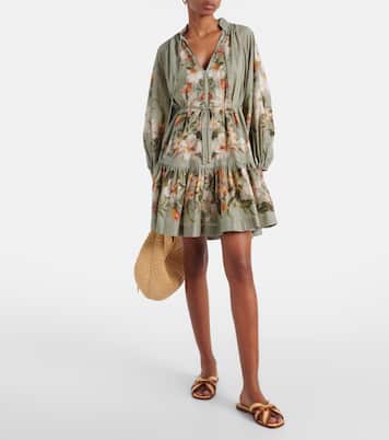 Prisma leather-trimmed raffia slides | Zimmermann