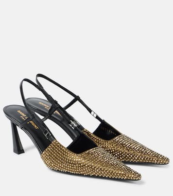 Slingback-Pumps Andree aus Satin mit Kristallen | Saint Laurent