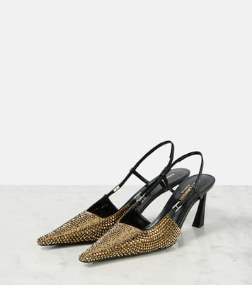Slingback-Pumps Andree aus Satin mit Kristallen | Saint Laurent