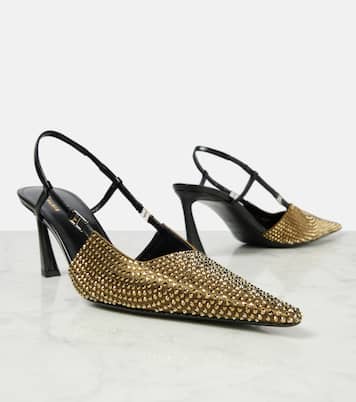 Slingback-Pumps Andree aus Satin mit Kristallen | Saint Laurent