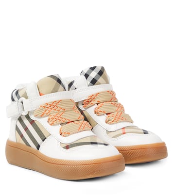 Burberry Check leather and canvas sneakers | Burberry Kids