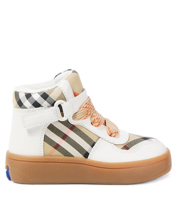 Burberry Check leather and canvas sneakers | Burberry Kids