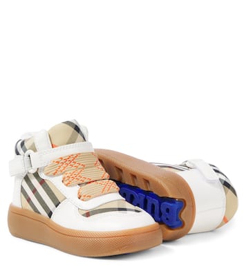 Burberry Check leather and canvas sneakers | Burberry Kids