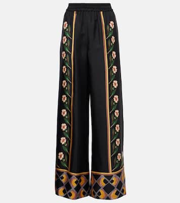 Pantaloni a palazzo in twill di seta | La DoubleJ