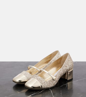 Pumps Elisa 45 in pelle con glitter | Jimmy Choo