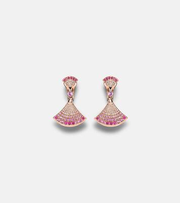 Boucles d'oreilles Divas' Dream en or 18 ct, saphirs roses, rubis et diamants | Bvlgari