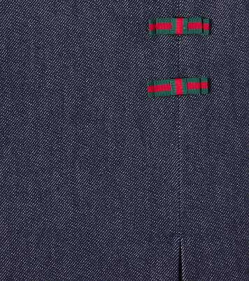 Web Stripe褶裥牛仔连衣裙 | Gucci Kids