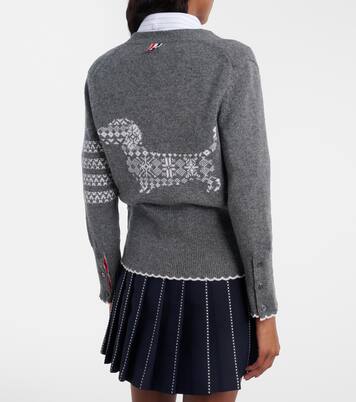 4-Bar intarsia virgin wool cardigan | Thom Browne