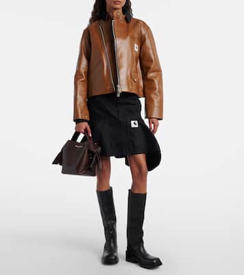 x Carhartt asymmetric leather jacket | Sacai