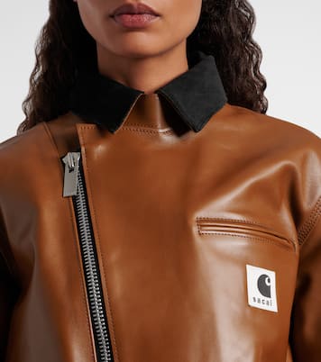 x Carhartt asymmetric leather jacket | Sacai