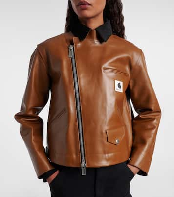 x Carhartt asymmetric leather jacket | Sacai