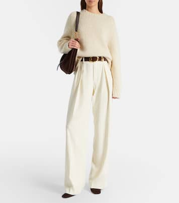Striped high-rise wool wide-leg pants | Ralph Lauren Collection