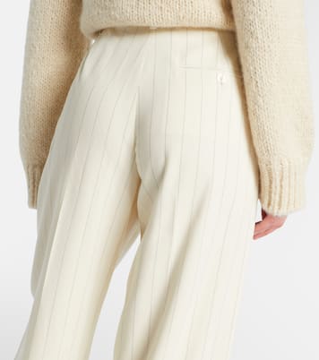 Striped high-rise wool wide-leg pants | Ralph Lauren Collection