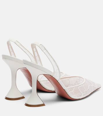 Holli leather-trimmed lace slingback pumps | Amina Muaddi