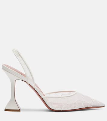 Holli leather-trimmed lace slingback pumps | Amina Muaddi