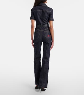 Belted denim jumpsuit | Self-Portrait