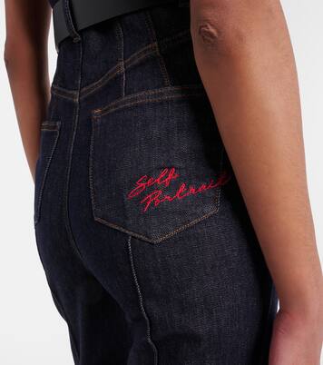 Belted denim jumpsuit | Self-Portrait