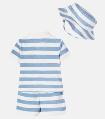 Baby cotton-blend polo shirt, shorts, and hat set | Polo Ralph Lauren Kids