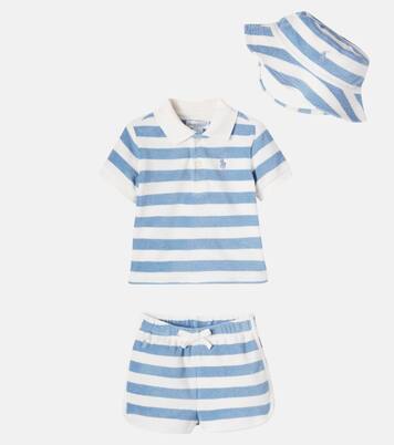 Baby cotton-blend polo shirt, shorts, and hat set | Polo Ralph Lauren Kids