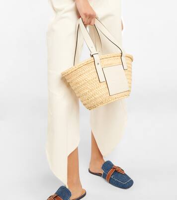 Small leather-trimmed basket tote | Loewe