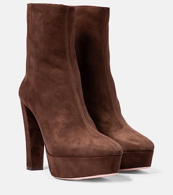 Saint Honoré 120 suede platform ankle boots | Aquazzura