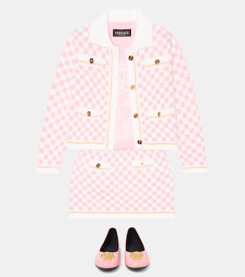 Medusa checked wool skirt | Versace Kids