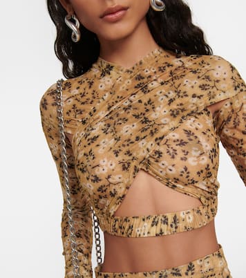 Top raccourci Anti Cross Over à fleurs | KNWLS