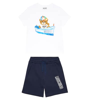 T-shirt e shorts in cotone con stampa | Moschino Kids