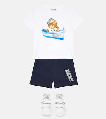 T-shirt e shorts in cotone con stampa | Moschino Kids