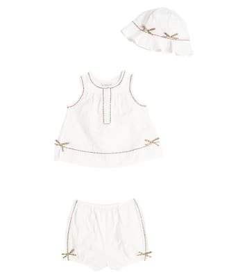 Bébé – Set top, short et chapeau en coton | Burberry Kids