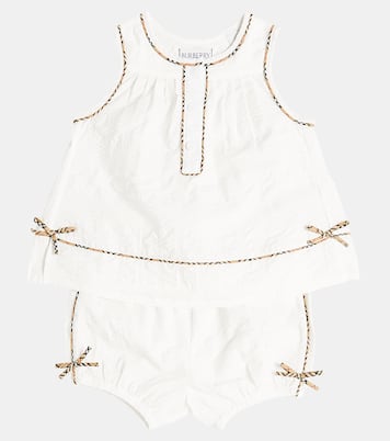 Bébé – Set top, short et chapeau en coton | Burberry Kids