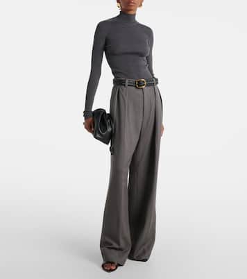 High-rise wool wide-leg pants | Wardrobe.NYC