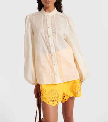 Halliday lace-trimmed cotton shirt | Zimmermann