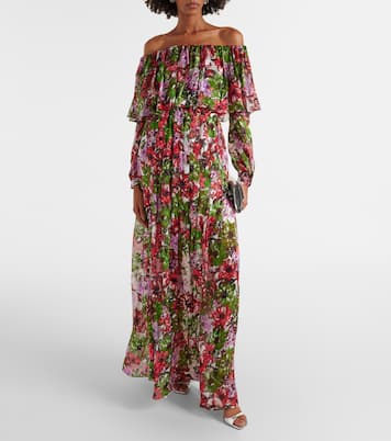 Floria devoré silk-blend chiffon gown | Costarellos