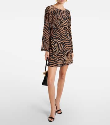 Vestido corto Ridley de seda estampado | Rixo