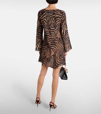 Vestido corto Ridley de seda estampado | Rixo