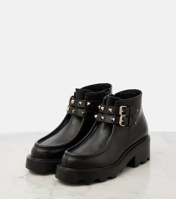 Ankle Boots Rockstud aus Leder | Valentino Garavani